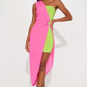 NEW Pink and Green Midi Dress